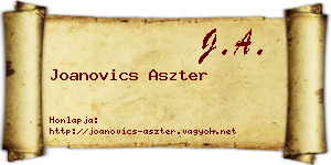 Joanovics Aszter névjegykártya